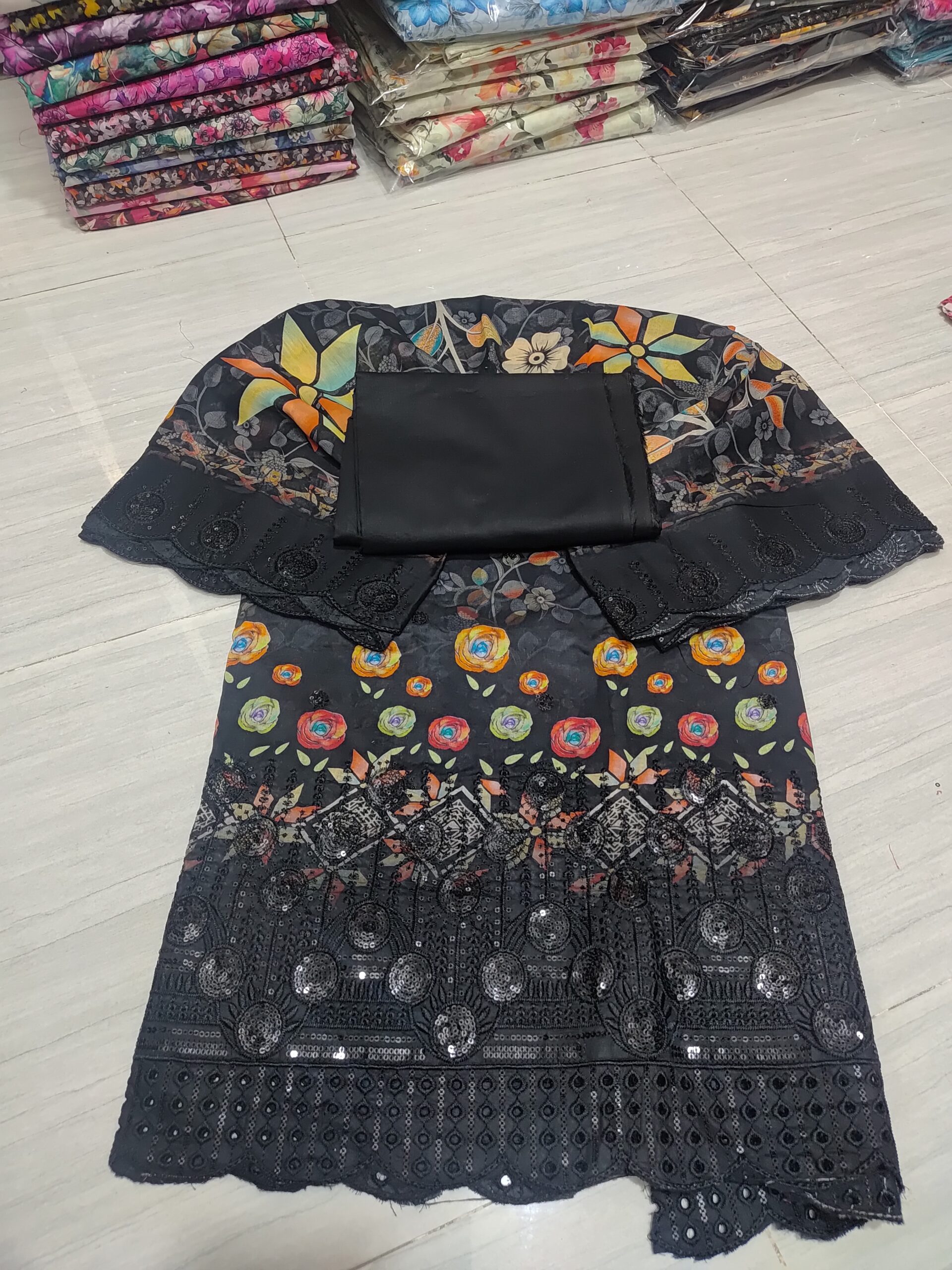 মার্শাল থ্রী পিছ ১০০% সুতি, লং ৪৬ সালোয়ার ২.৫ গজ,ওড়না ৫ হাত